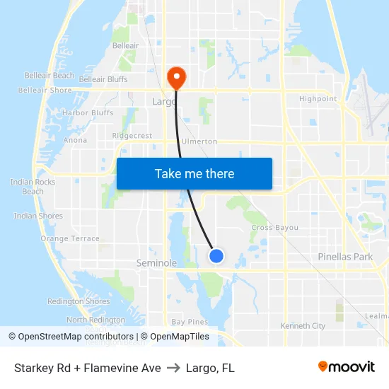 Starkey Rd + Flamevine Ave to Largo, FL map