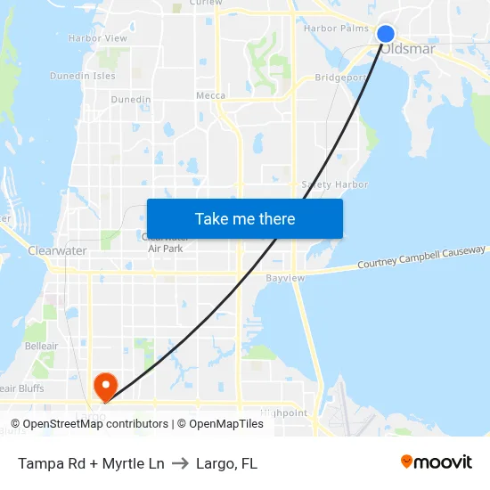 Tampa Rd + Myrtle Ln to Largo, FL map