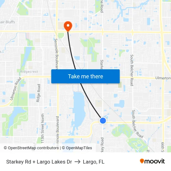 Starkey Rd + Largo Lakes Dr to Largo, FL map