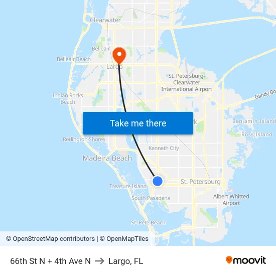 66th St N + 4th Ave N to Largo, FL map