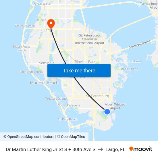 Dr Martin Luther King Jr St S + 30th Ave S to Largo, FL map