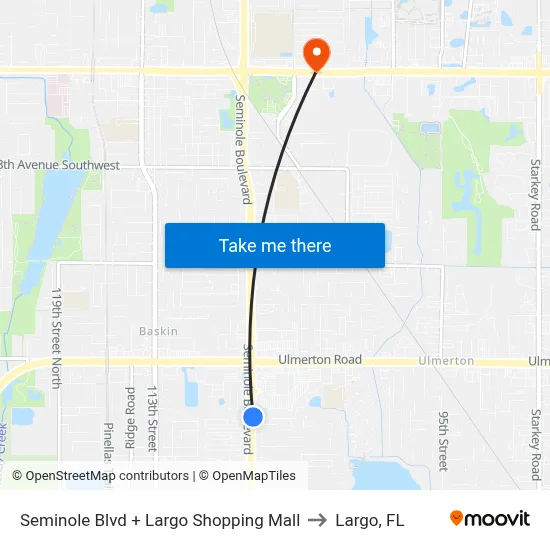 Seminole Blvd + Largo Shopping Mall to Largo, FL map