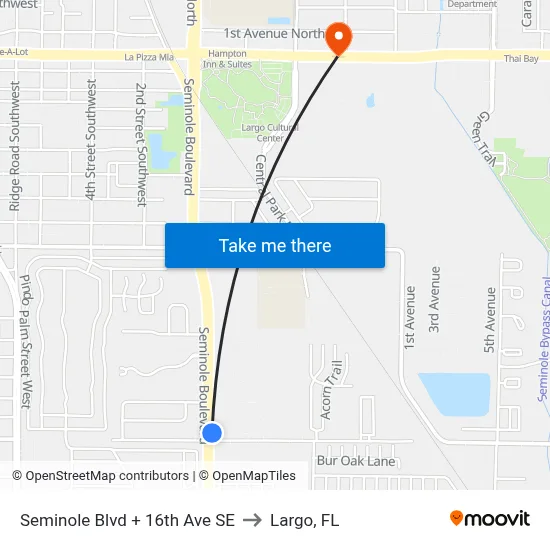 Seminole Blvd + 16th Ave SE to Largo, FL map