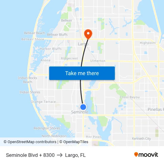 Seminole Blvd + 8300 to Largo, FL map