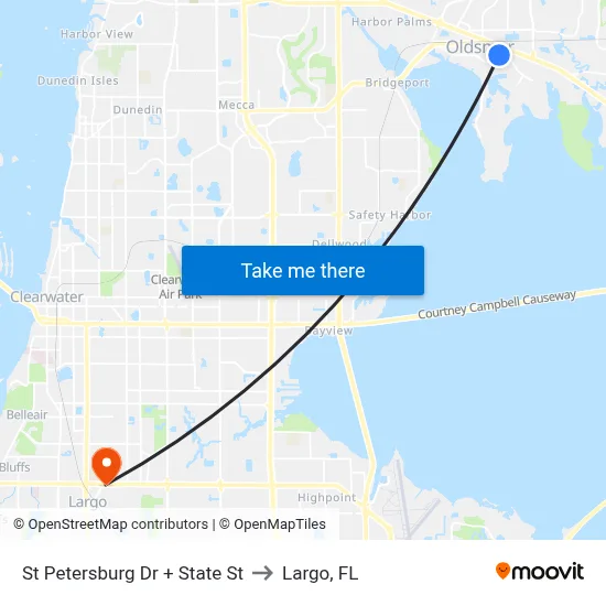 St Petersburg Dr + State St to Largo, FL map