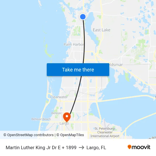 Martin Luther King Jr Dr E + 1899 to Largo, FL map