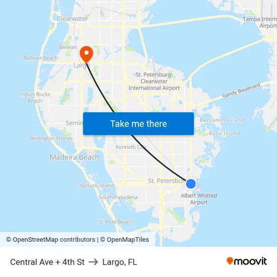 Central Ave + 4th St to Largo, FL map