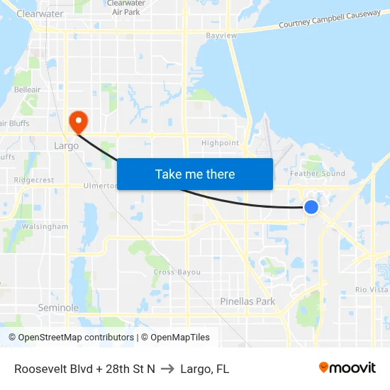 Roosevelt Blvd + 28th St N to Largo, FL map