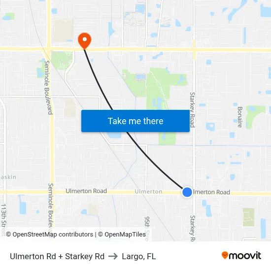 Ulmerton Rd + Starkey Rd to Largo, FL map