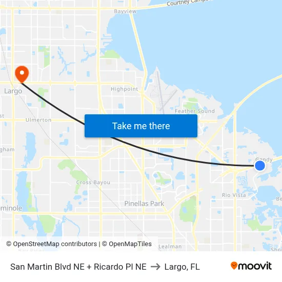 San Martin Blvd NE + Ricardo Pl NE to Largo, FL map