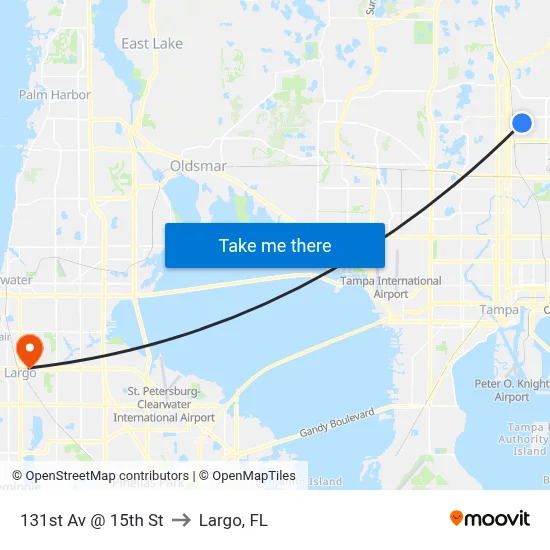 131st Av @ 15th St to Largo, FL map