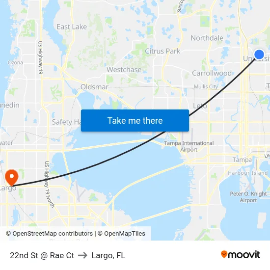 22nd St @ Rae Ct to Largo, FL map