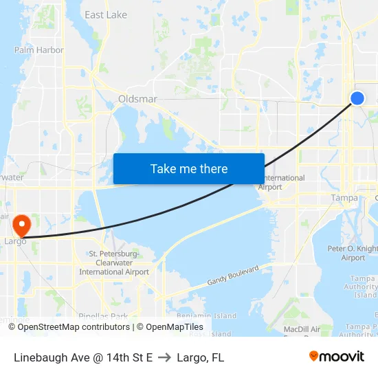 Linebaugh Ave @ 14th St E to Largo, FL map