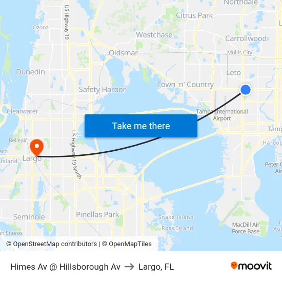 Himes Av @ Hillsborough Av to Largo, FL map