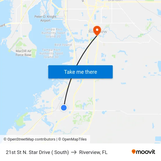 21st St N. Star Drive ( South) to Riverview, FL map