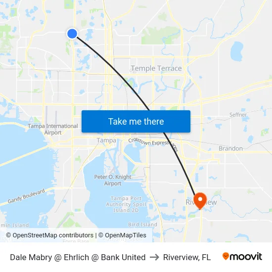 Dale Mabry @ Ehrlich @ Bank United to Riverview, FL map