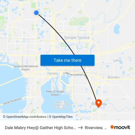 Dale Mabry Hwy@ Gaither High School to Riverview, FL map