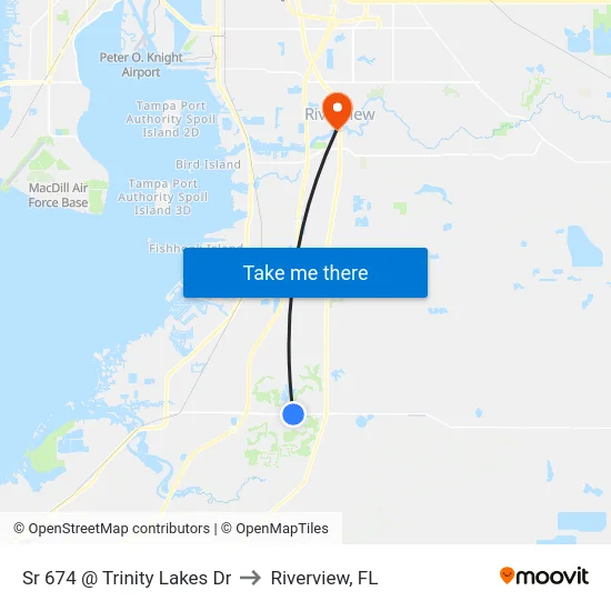 Sr 674 @ Trinity Lakes Dr to Riverview, FL map
