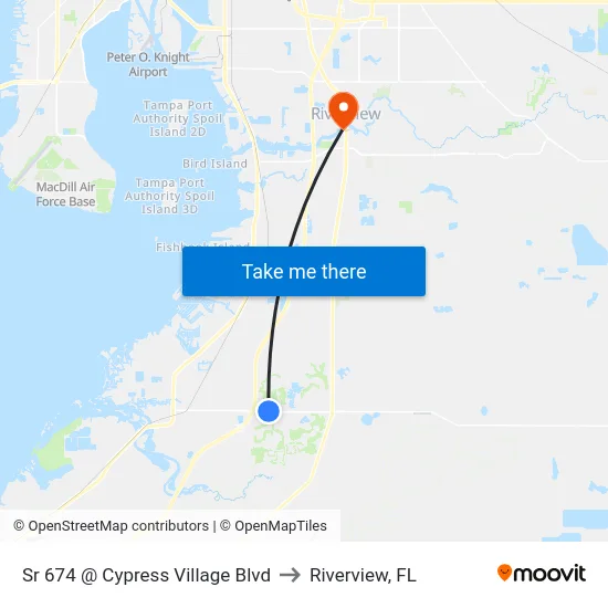 Sr 674 @ Cypress Village Blvd to Riverview, FL map