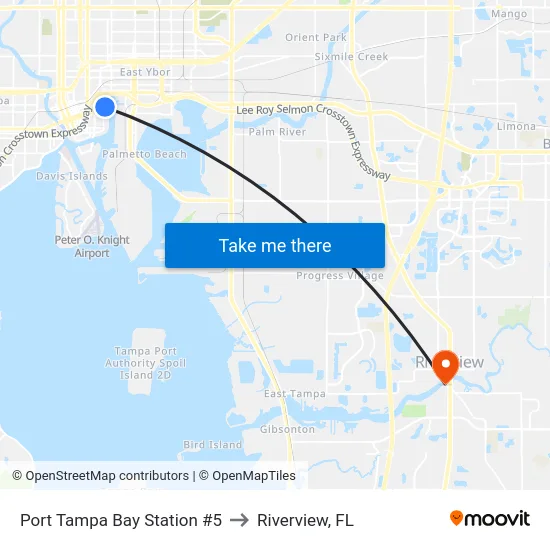 Port Tampa Bay Station #5 to Riverview, FL map