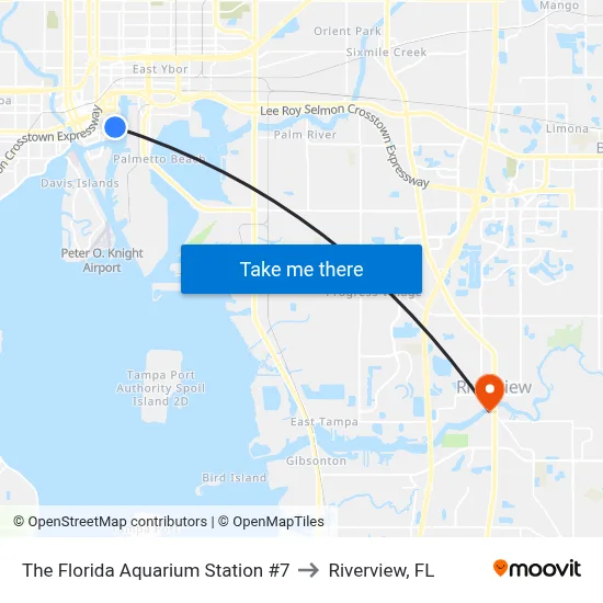 The Florida Aquarium Station #7 to Riverview, FL map