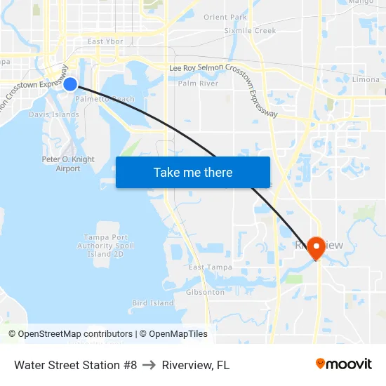 Water Street Station #8 to Riverview, FL map