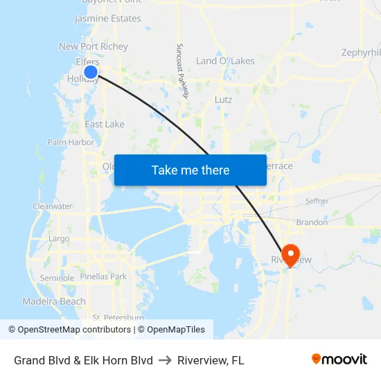 Grand Blvd & Elk Horn Blvd to Riverview, FL map