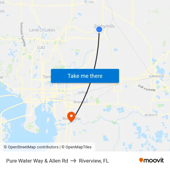Pure Water Way & Allen Rd to Riverview, FL map