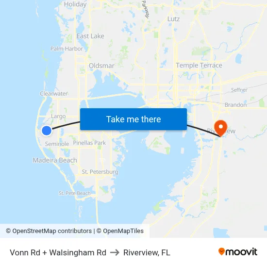 Vonn Rd + Walsingham Rd to Riverview, FL map