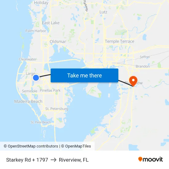 Starkey Rd + 1797 to Riverview, FL map