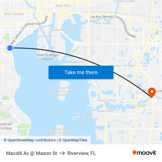 Macdill Av @ Mason St to Riverview, FL map