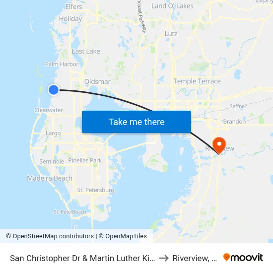 San Christopher Dr & Martin Luther King to Riverview, FL map