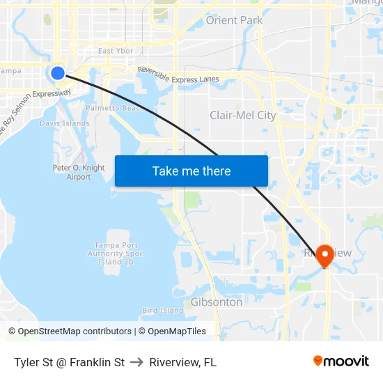 Tyler St @ Franklin St to Riverview, FL map