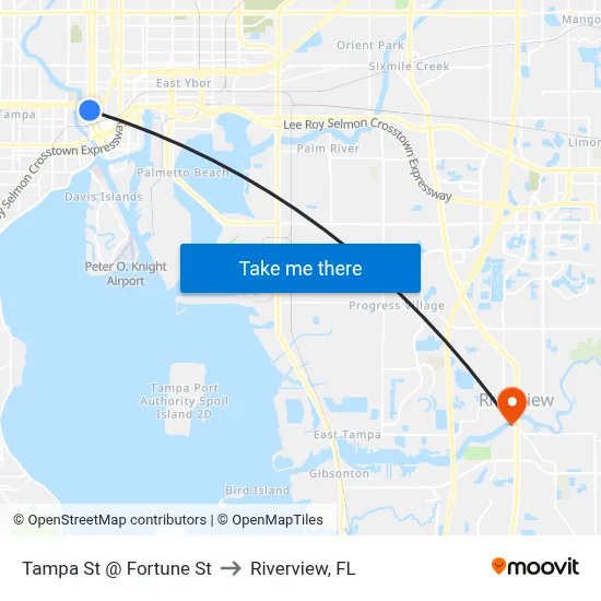 Tampa St @ Fortune St to Riverview, FL map