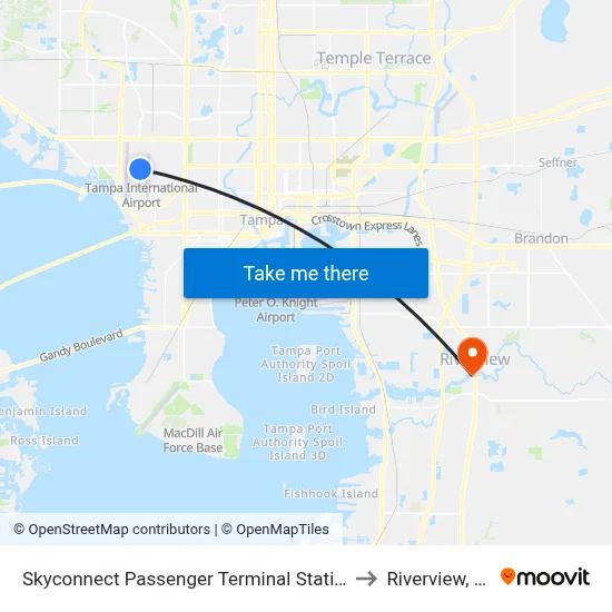 Skyconnect Passenger Terminal Station to Riverview, FL map