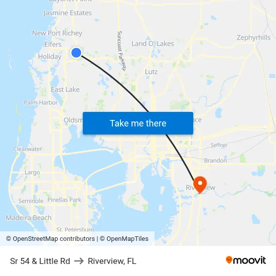 Sr 54 & Little Rd to Riverview, FL map