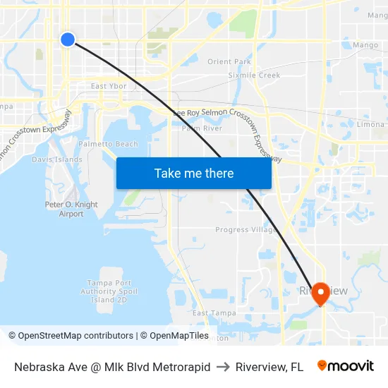 Nebraska Ave @ Mlk Blvd Metrorapid to Riverview, FL map