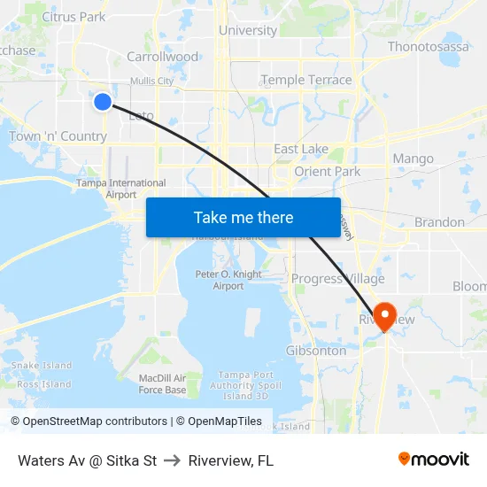 Waters Av @ Sitka St to Riverview, FL map