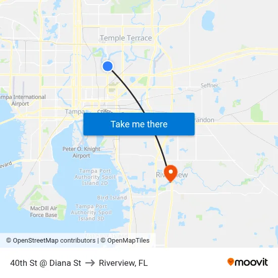 40th St @ Diana St to Riverview, FL map