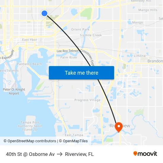 40th St @ Osborne Av to Riverview, FL map