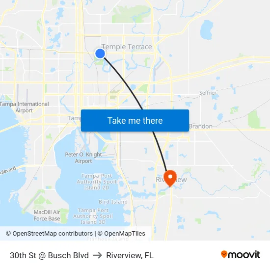 30th St @ Busch Blvd to Riverview, FL map