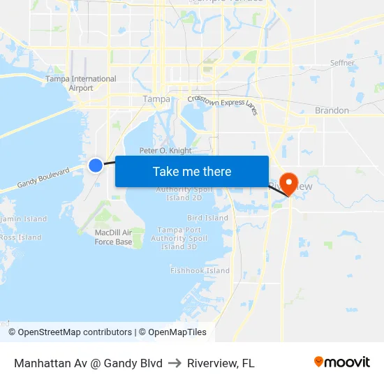 Manhattan Av @ Gandy Blvd to Riverview, FL map