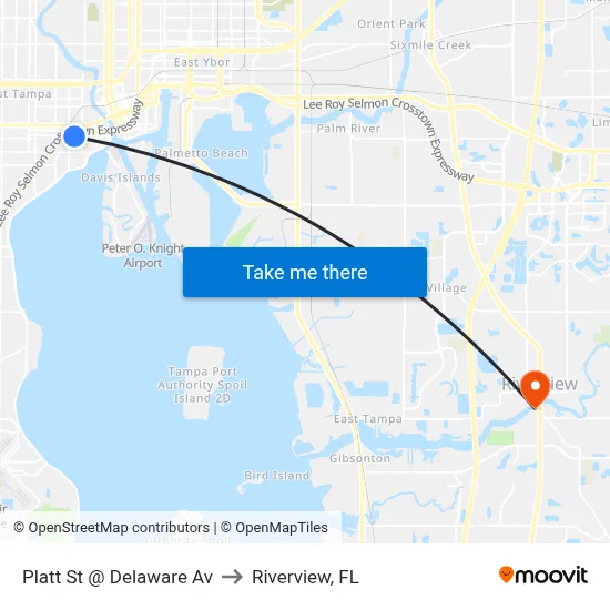 Platt St @ Delaware Av to Riverview, FL map