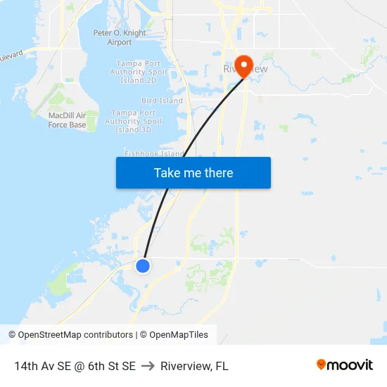 14th Av SE @ 6th St SE to Riverview, FL map