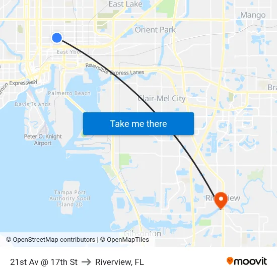 21st Av @ 17th St to Riverview, FL map