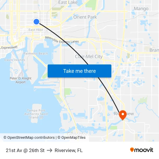 21st Av @ 26th St to Riverview, FL map