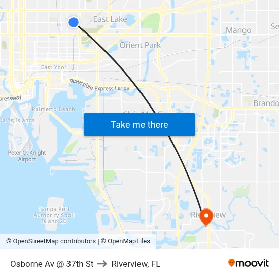 Osborne Av @ 37th St to Riverview, FL map