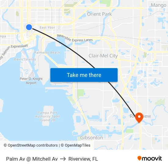 Palm Av @ Mitchell Av to Riverview, FL map