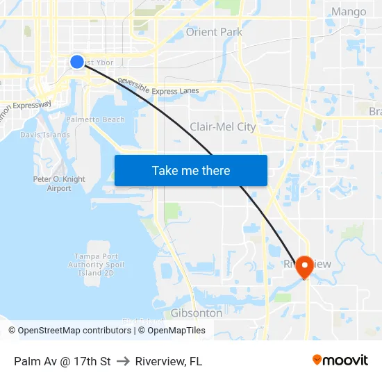 Palm Av @ 17th St to Riverview, FL map