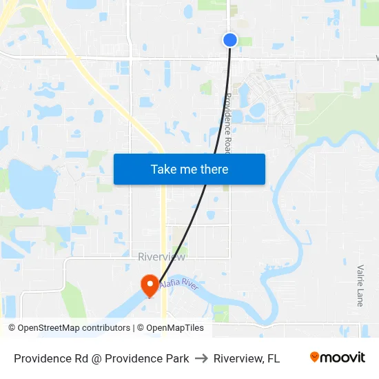 Providence Rd @ Providence Park to Riverview, FL map